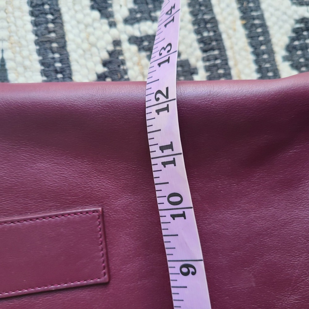 Krug Plum Burgundy Leather Minimalist Purse Bag Large Purple Quiet Luxury Tote - Picture 8 of 9